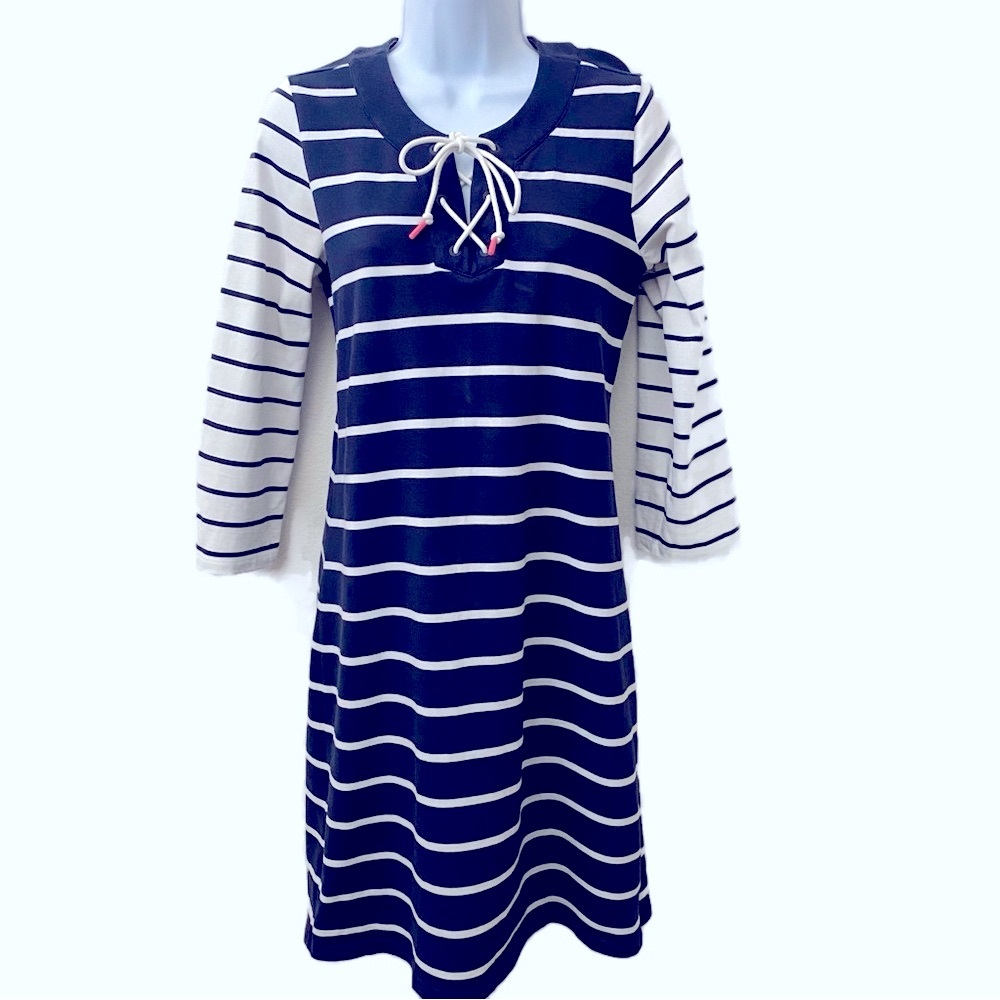Tommy Bahama, Pima Cotton Floricita Stripe Shift Dress, Ocean Deep Small